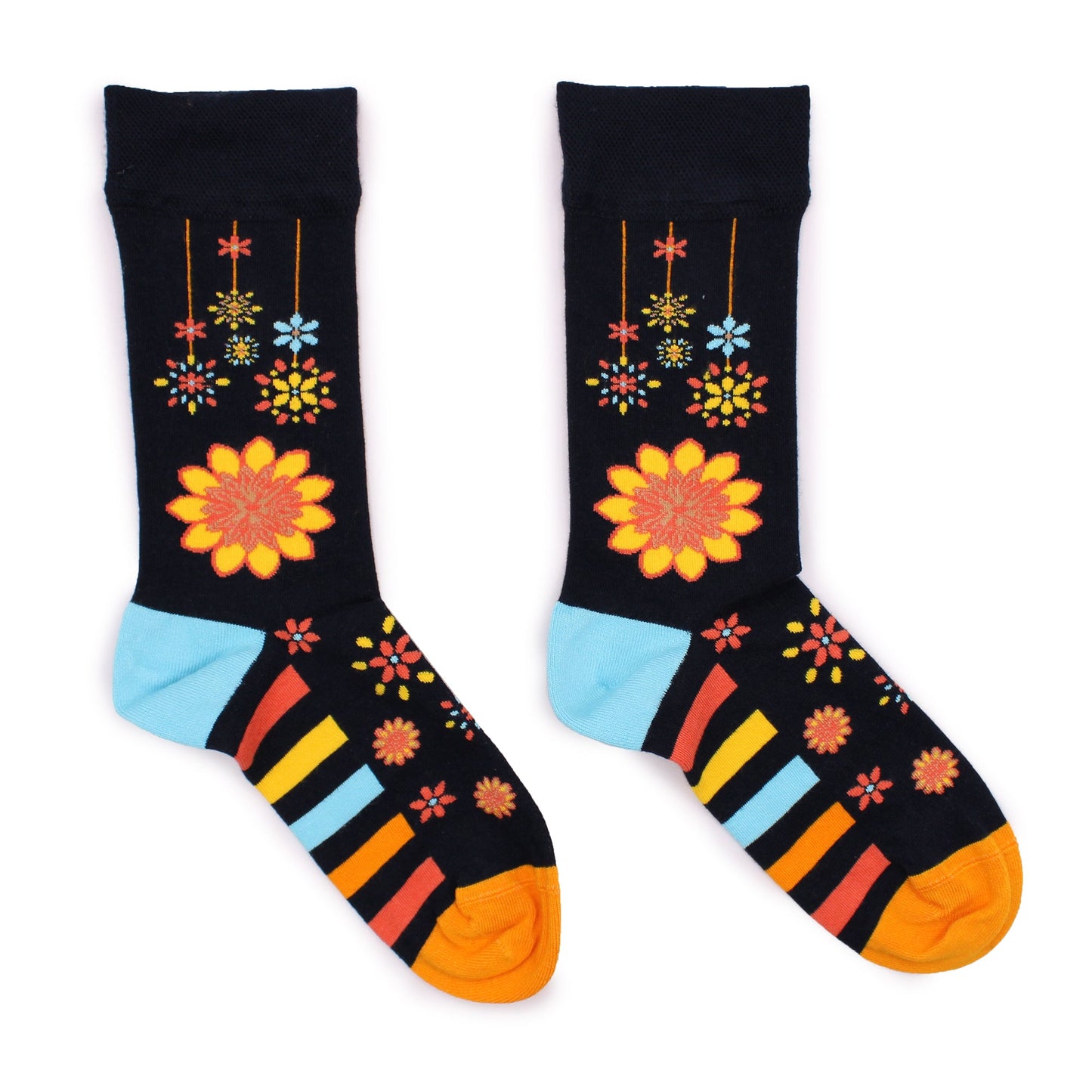 Polished Hop Hare Bamboo Socks - Mandala Flowers S/M featuring natural patterning and unique variations - Luna Panther