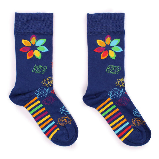 Polished Hop Hare Bamboo Socks M/L - Rainbow Chakra featuring natural patterning and unique variations - Luna Panther
