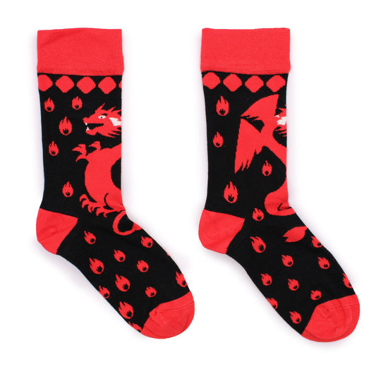 Polished Hop Hare Bamboo Socks - Red Dragons S/M featuring natural patterning and unique variations - Luna Panther