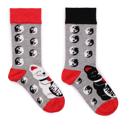 Polished Hop Hare Bamboo Socks S/M - Lucky Cats featuring natural patterning and unique variations - Luna Panther