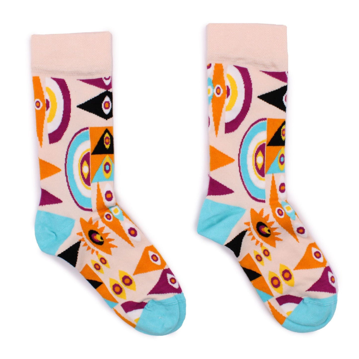 Polished Hop Hare Bamboo Socks S/M - Psychedelic Evil Eye featuring natural patterning and unique variations - Luna Panther