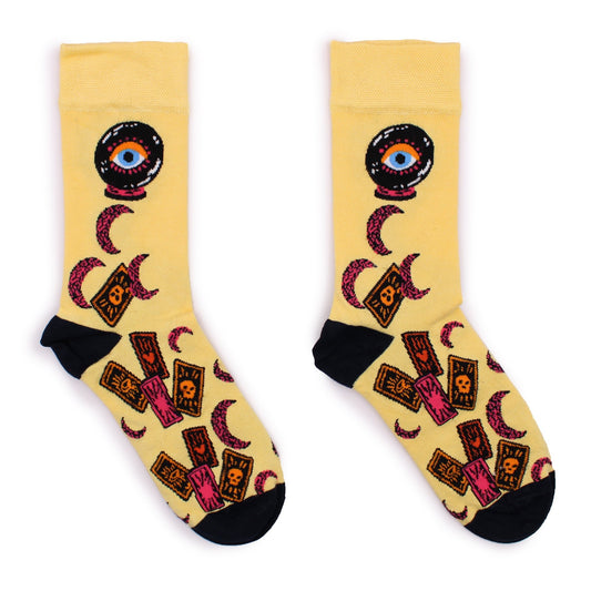 Polished Hop Hare Bamboo Socks - Tarot Cards S/M featuring natural patterning and unique variations - Luna Panther