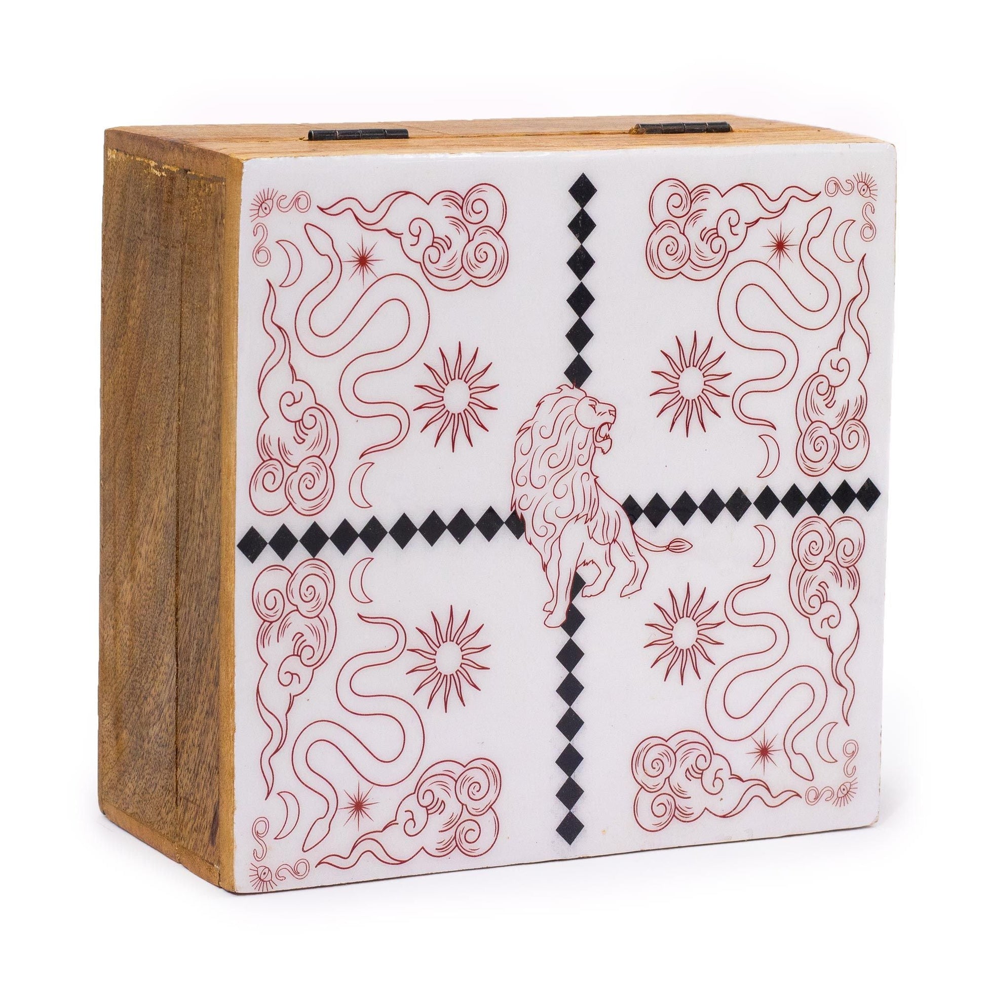 Hop Hare Big Enameled Square Box - Lion & Snakes - Luna Panther