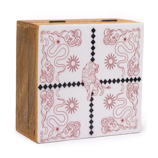 Hop Hare Big Enameled Square Box - Lion & Snakes - Luna Panther