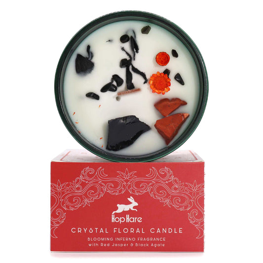 Polished Hop Hare Crystal Magic Flower Candle - The Devil featuring natural patterning and unique variations - Luna Panther