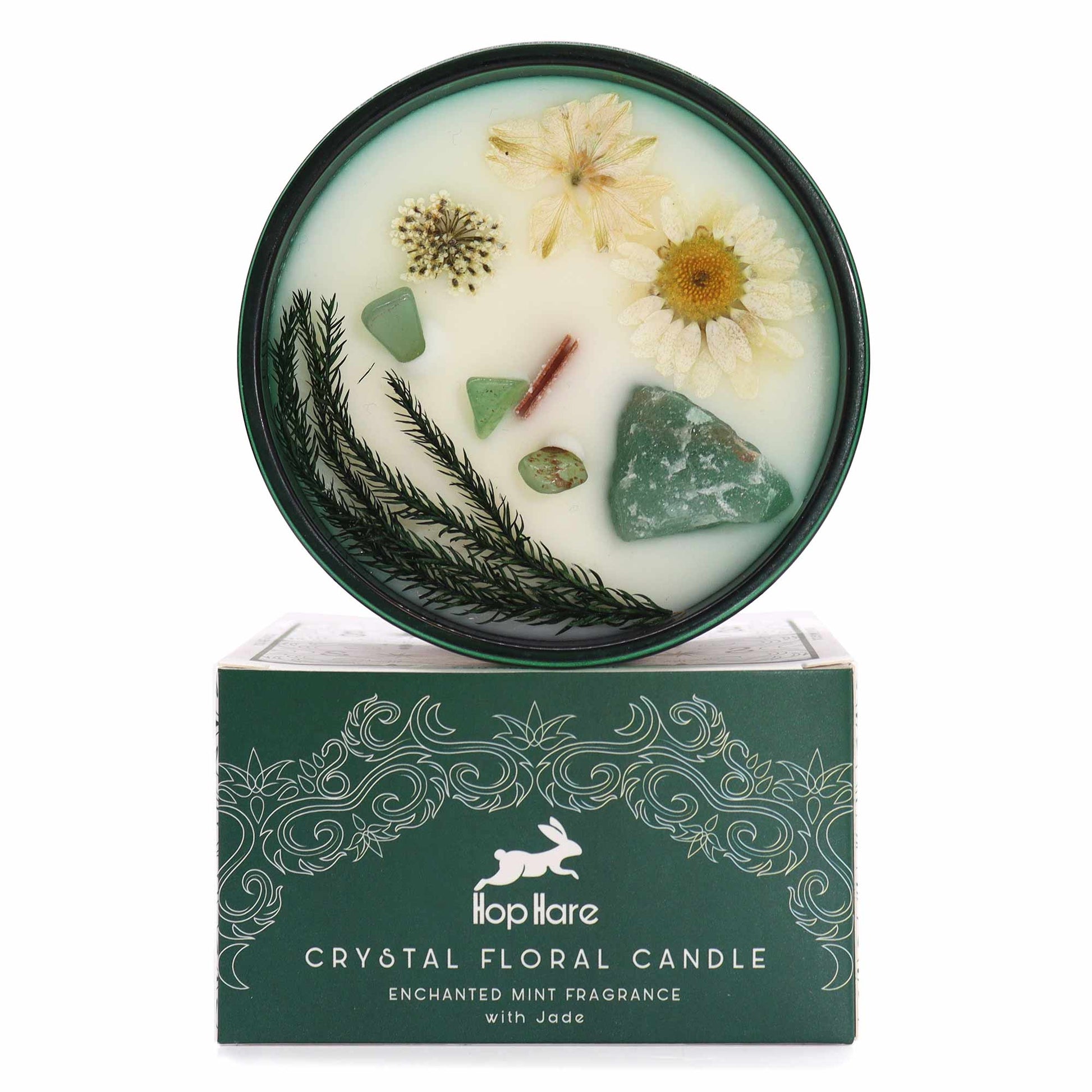 Polished Hop Hare Crystal Magic Flower Candle - The Magician featuring natural patterning and unique variations - Luna Panther
