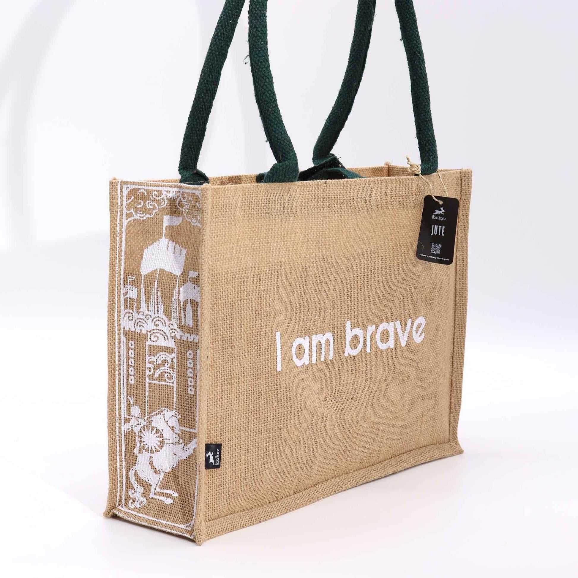 Polished Hop Hare Jute Big Bag - I am Brave featuring natural patterning and unique variations - Luna Panther