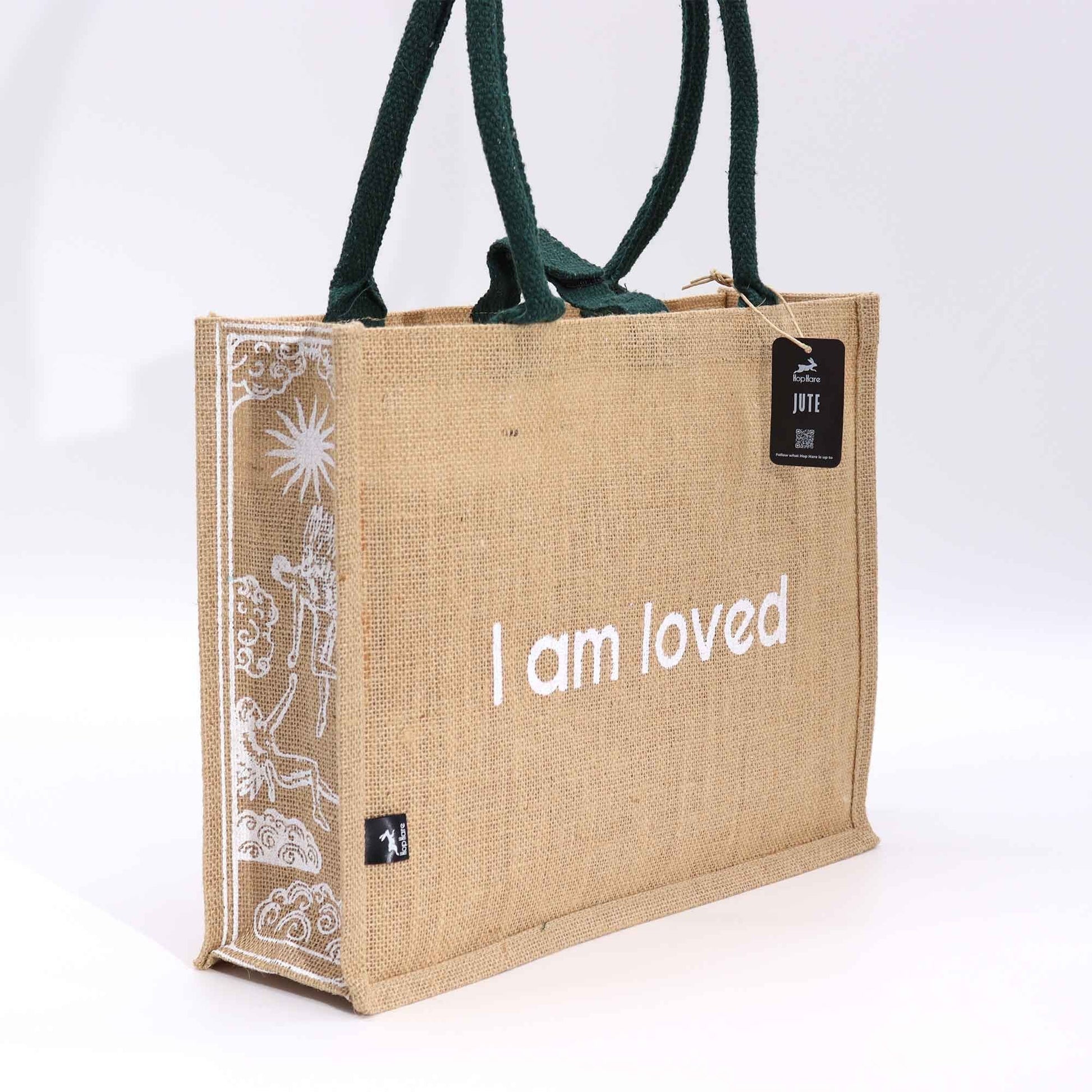 Polished Hop Hare Jute Big Bag - I am Loved featuring natural patterning and unique variations - Luna Panther