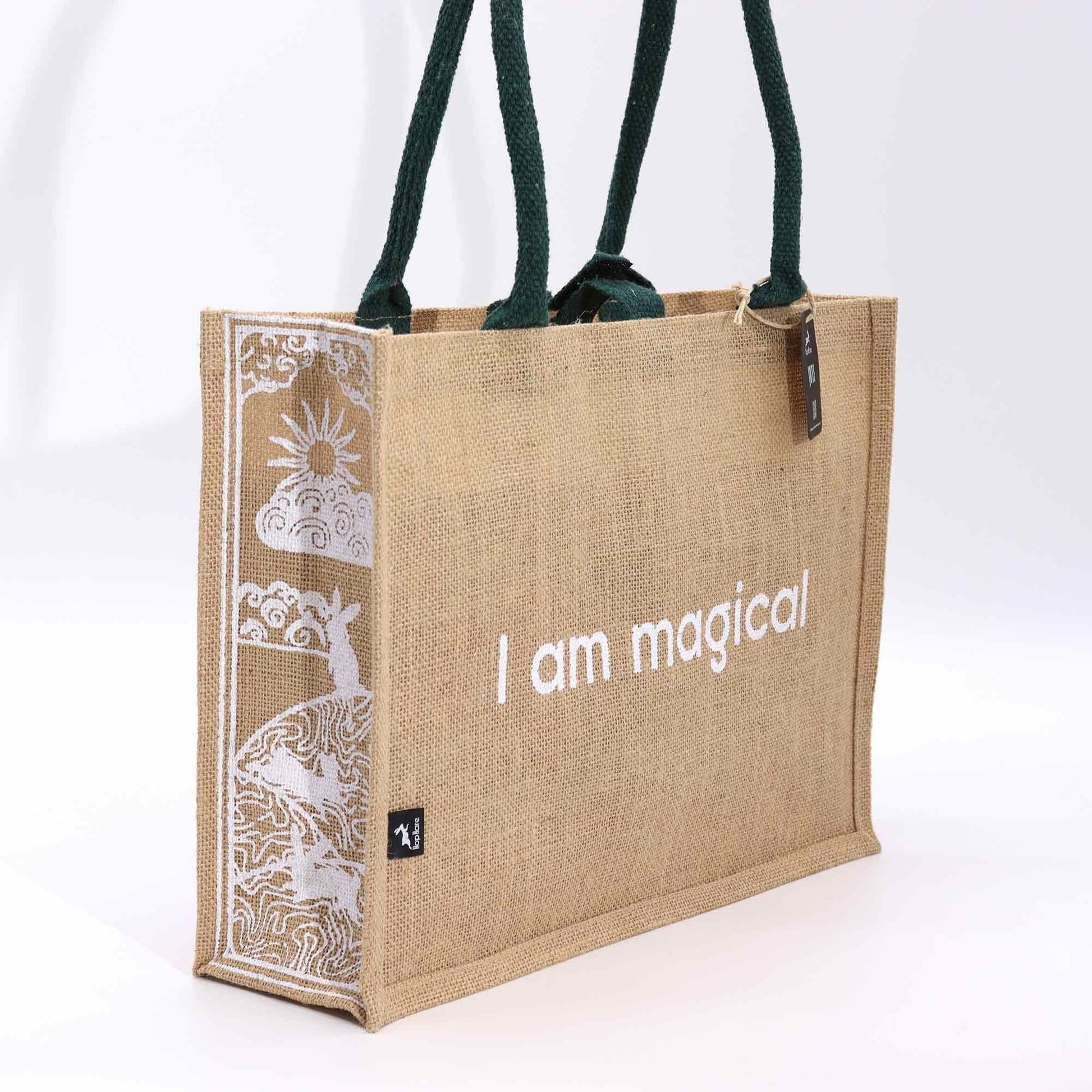 Polished Hop Hare Jute Big Bag - I am Magical featuring natural patterning and unique variations - Luna Panther