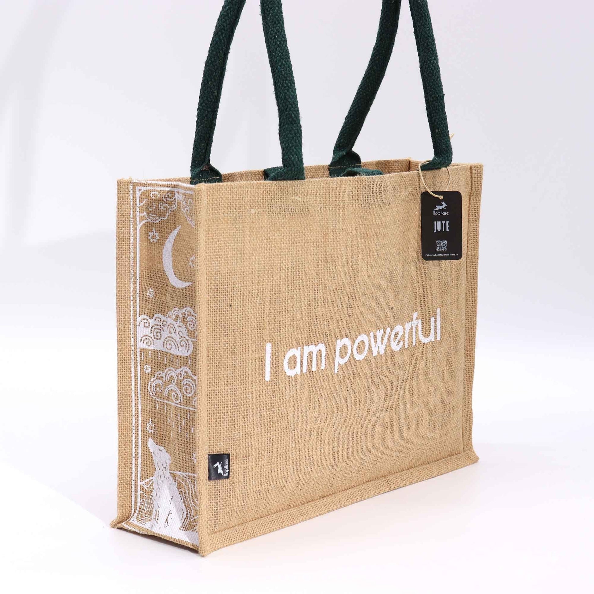 Polished Hop Hare Jute Big Bag - I am Powerful featuring natural patterning and unique variations - Luna Panther