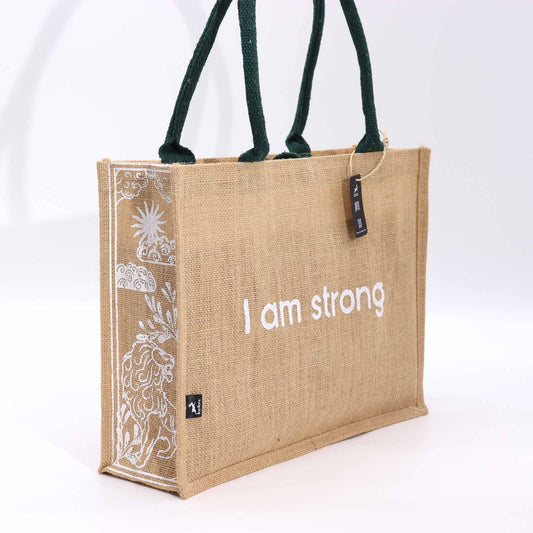 Polished Hop Hare Jute Big Bag - I am Strong featuring natural patterning and unique variations - Luna Panther