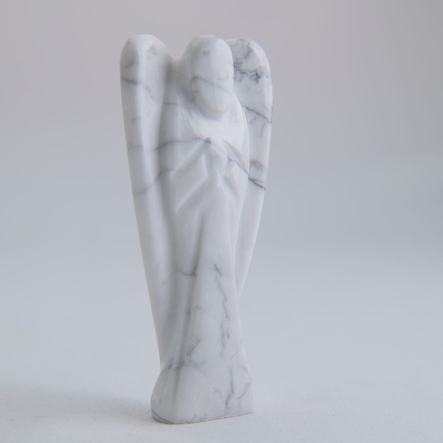 Howlite Angel Carving 58g 75mm - Luna Panther