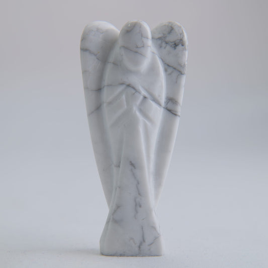 Howlite Angel Carving 58g 75mm - Luna Panther