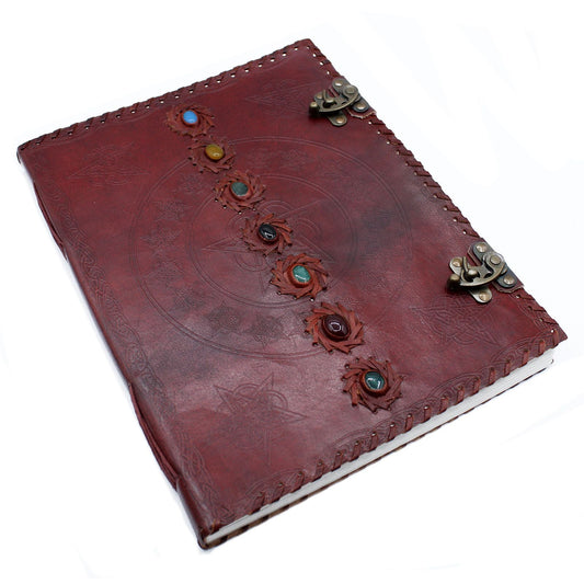 Huge 7 Chakra Leather Book - 10x13 (200 pages) - Luna Panther alternate view