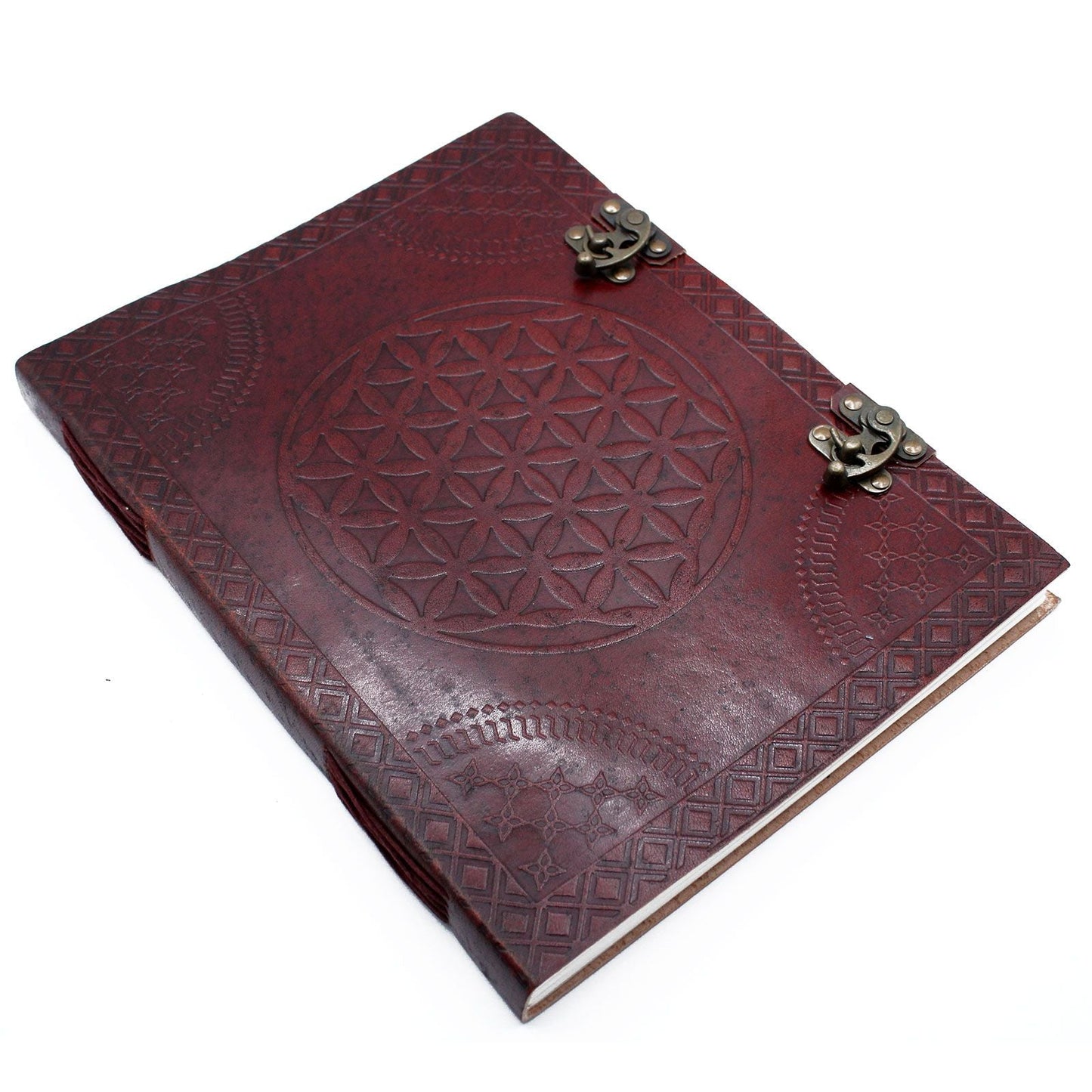 Huge Flower of Life Leather Book 10x13 (200 pages) - Luna Panther