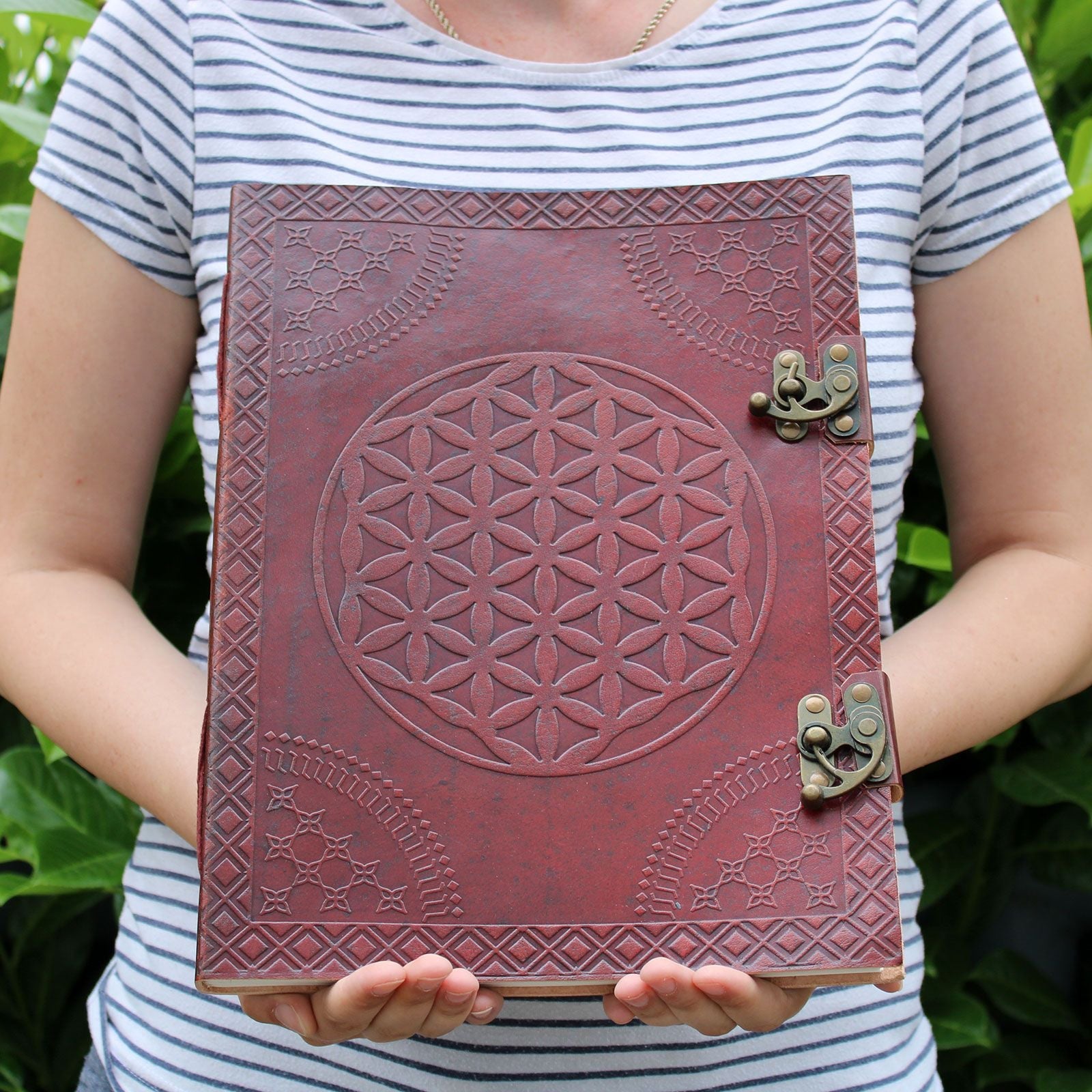Huge Flower of Life Leather Book 10x13 (200 pages) - Luna Panther