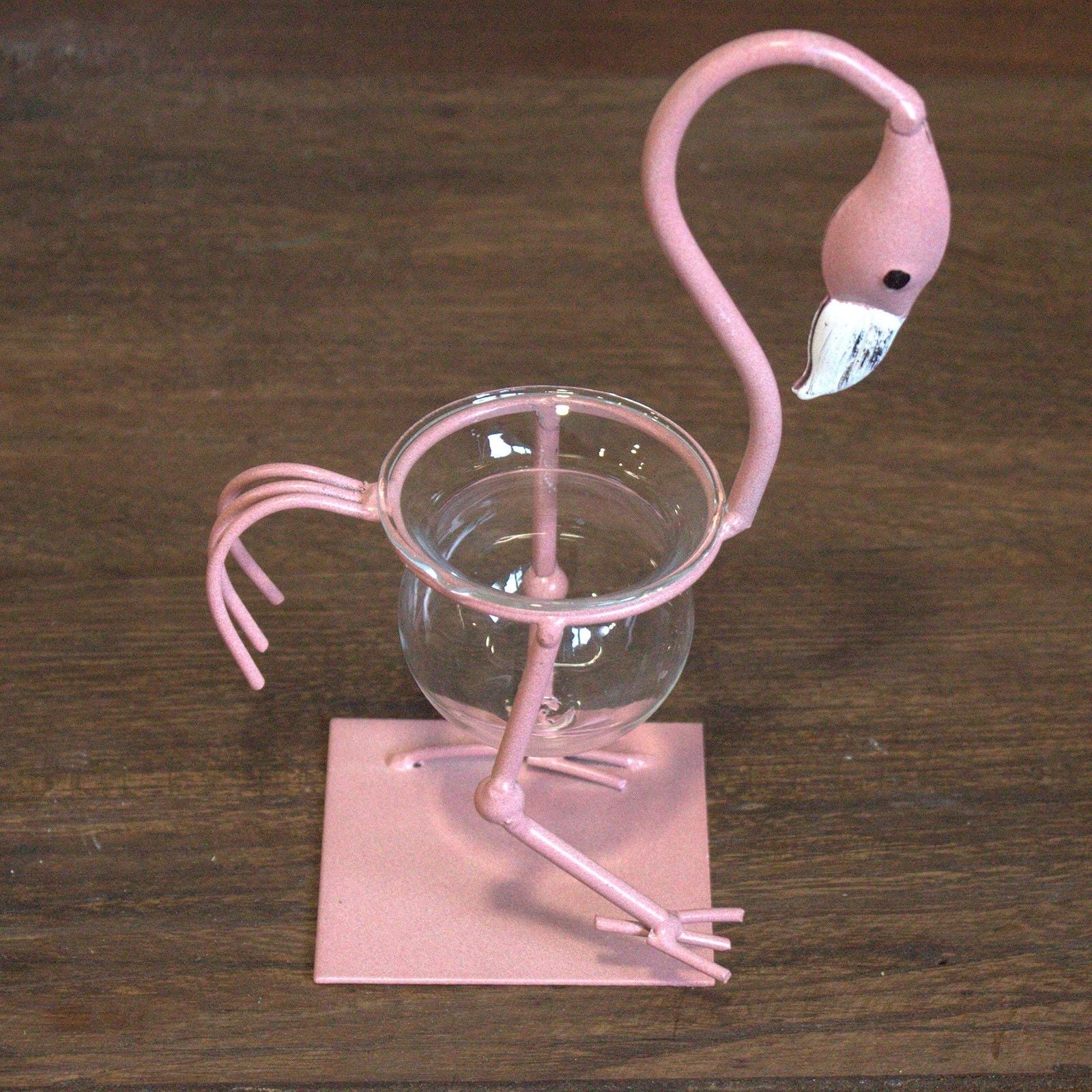 Hydroponic Home Decor - Pink Metal Flamingo Des 1 - Luna Panther