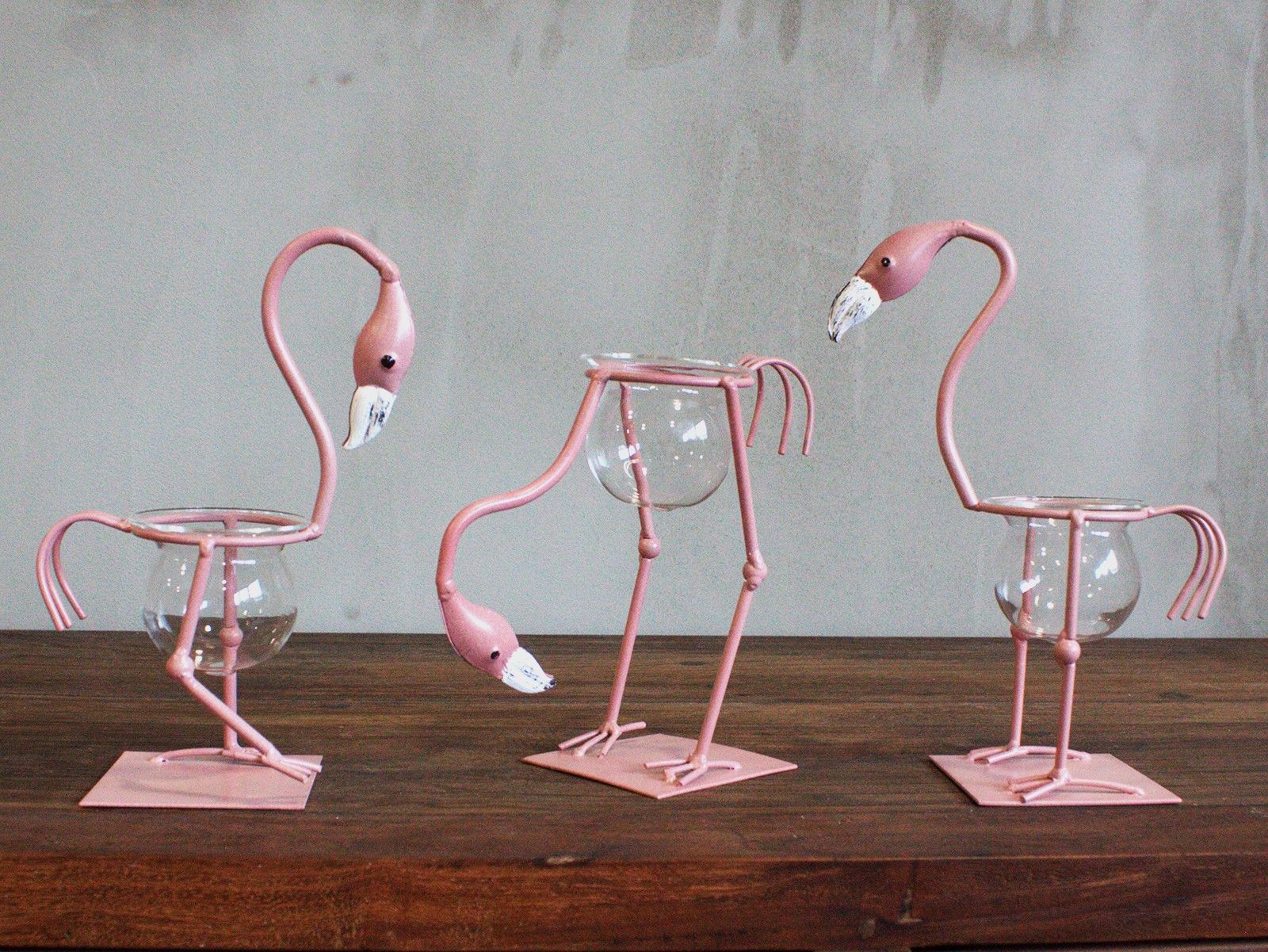 Hydroponic Home Decor - Pink Metal Flamingo Des 1 - Luna Panther