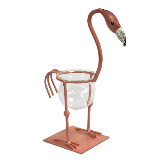 Hydroponic Home Decor - Pink Metal Flamingo Des 2 - Luna Panther alternate view