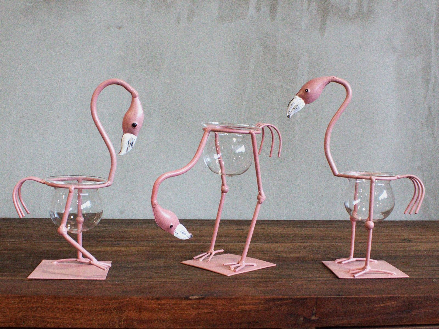 Hydroponic Home Decor - Pink Metal Flamingo Des 2 - Luna Panther