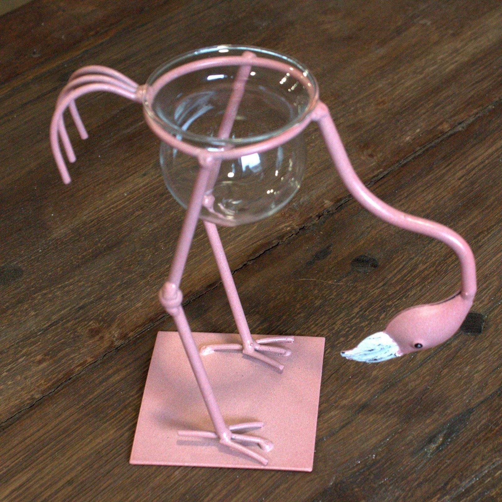 Hydroponic Home Decor - Pink Metal Flamingo Des 3 - Luna Panther
