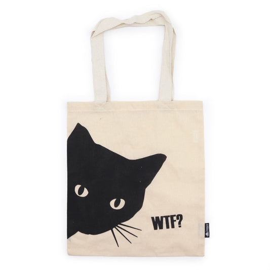 Polished Iconic Basic Tote Bag - Black Cat - Natural 4oz featuring natural patterning and unique variations - Luna Panther