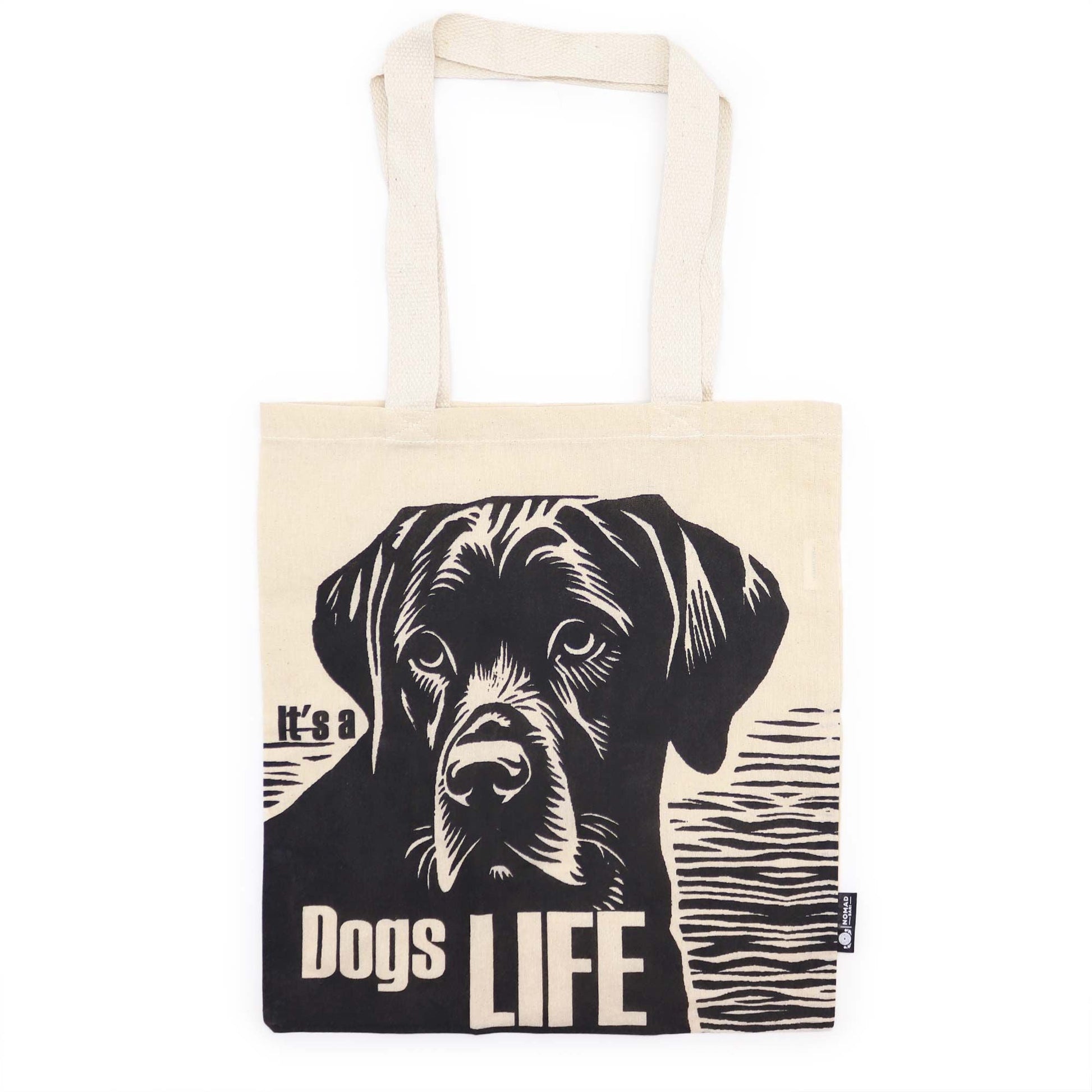Polished Iconic Basic Tote Bag - Dog's Life - Natural 4oz featuring natural patterning and unique variations - Luna Panther
