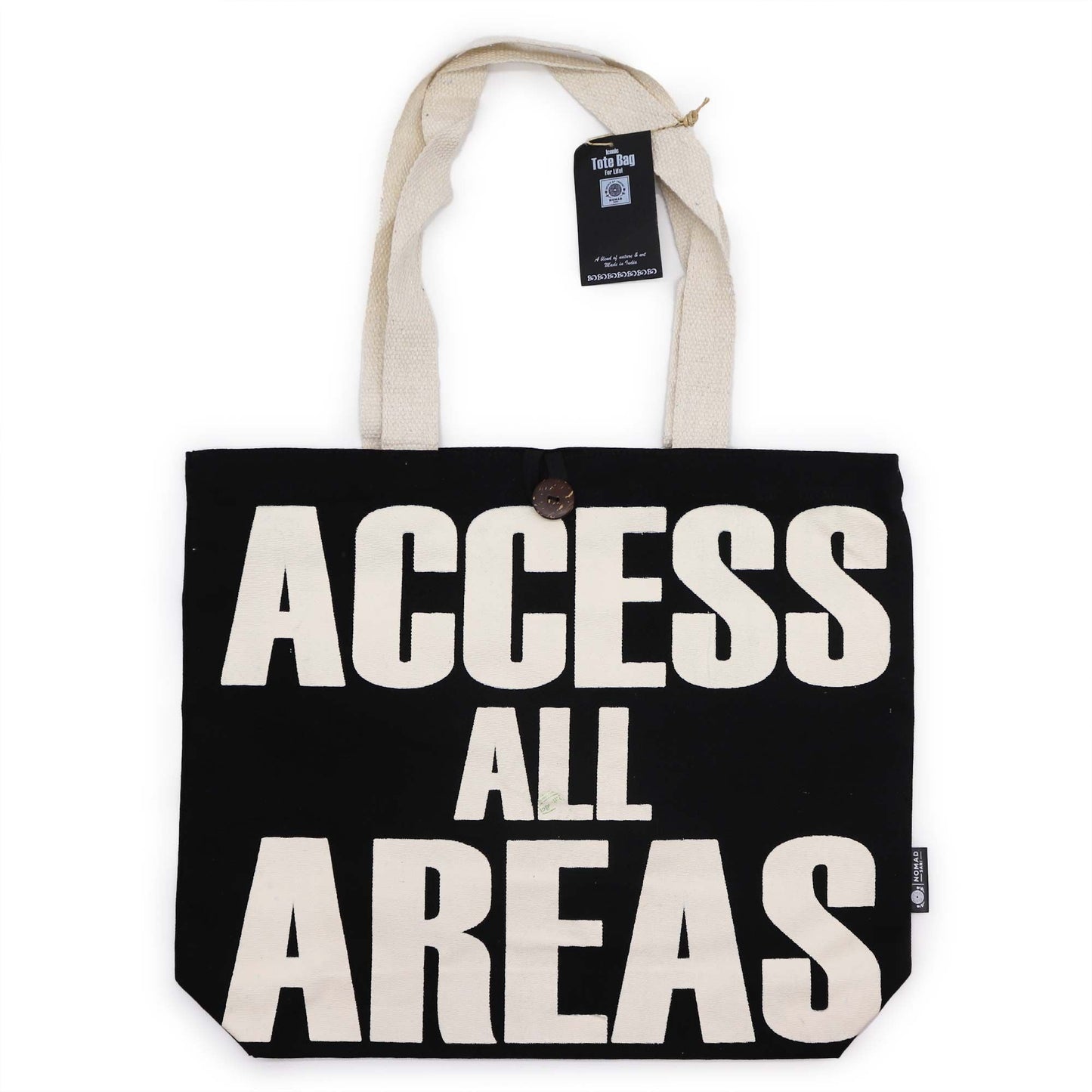 Polished Iconic Classic Tote Bag - ACCESS ALL AREAS - Black Natural 10oz featuring natural patterning and unique variations - Luna Panther