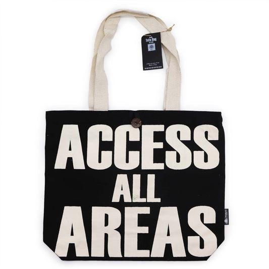 Polished Iconic Classic Tote Bag - ACCESS ALL AREAS - Black Natural 10oz featuring natural patterning and unique variations - Luna Panther