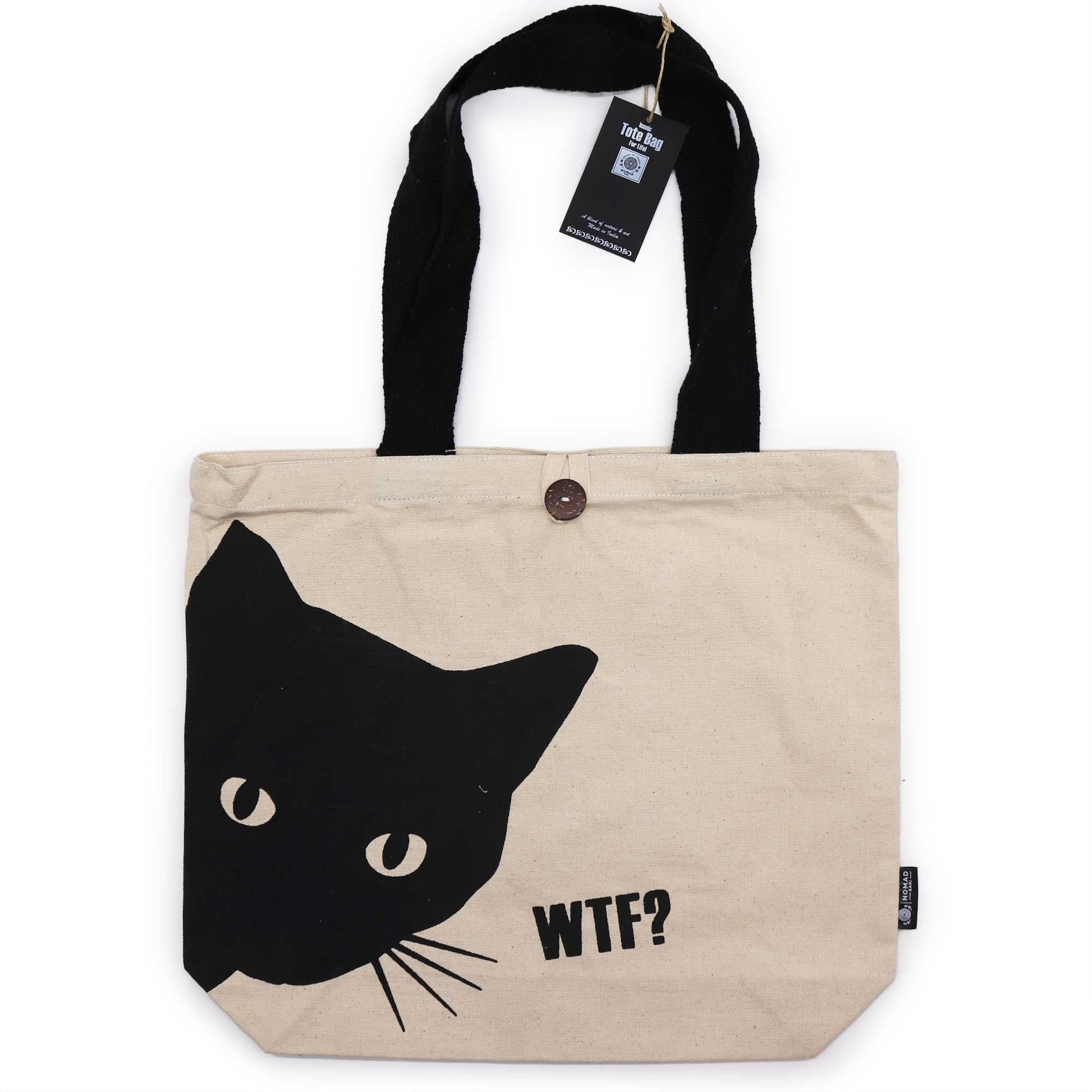 Polished Iconic Classic Tote Bag - Black Cat - Natural 10oz featuring natural patterning and unique variations - Luna Panther
