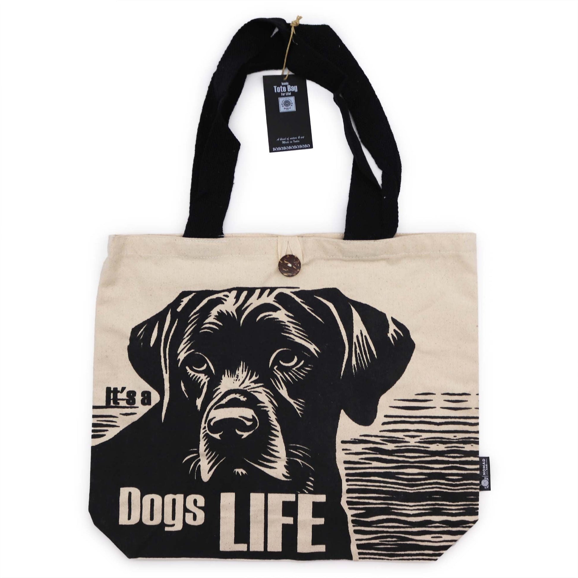 Polished Iconic Classic Tote Bag - It's a Dogs Life - White 10oz featuring natural patterning and unique variations - Luna Panther