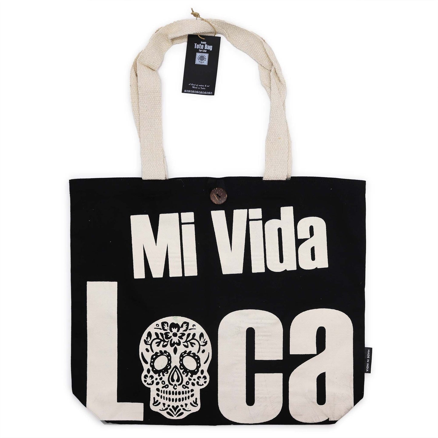 Polished Iconic Classic Tote Bag - Mi Vida Loca - Black Natural 10oz featuring natural patterning and unique variations - Luna Panther