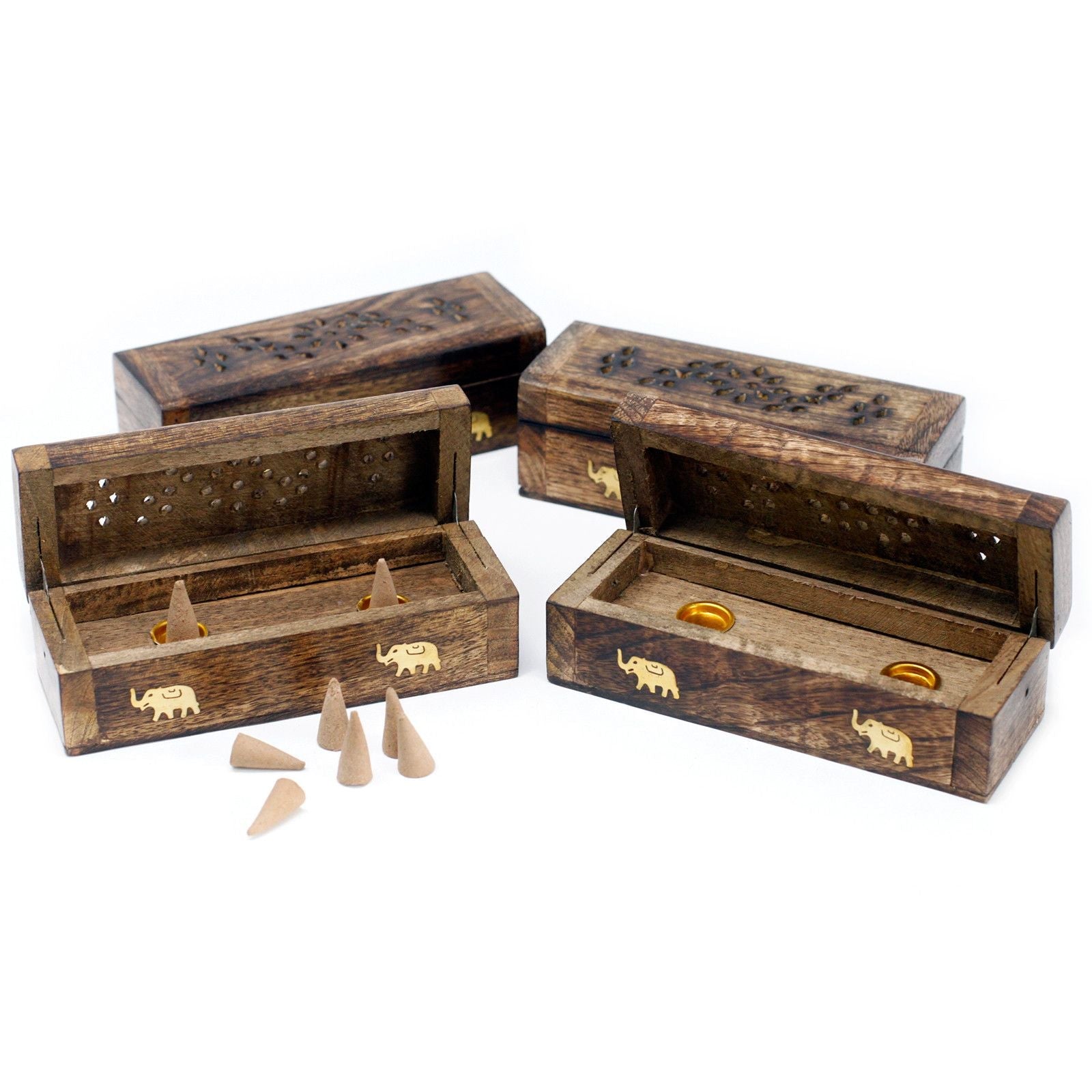 Incense Cone Smoke Box 6" - Mango Wood - Luna Panther