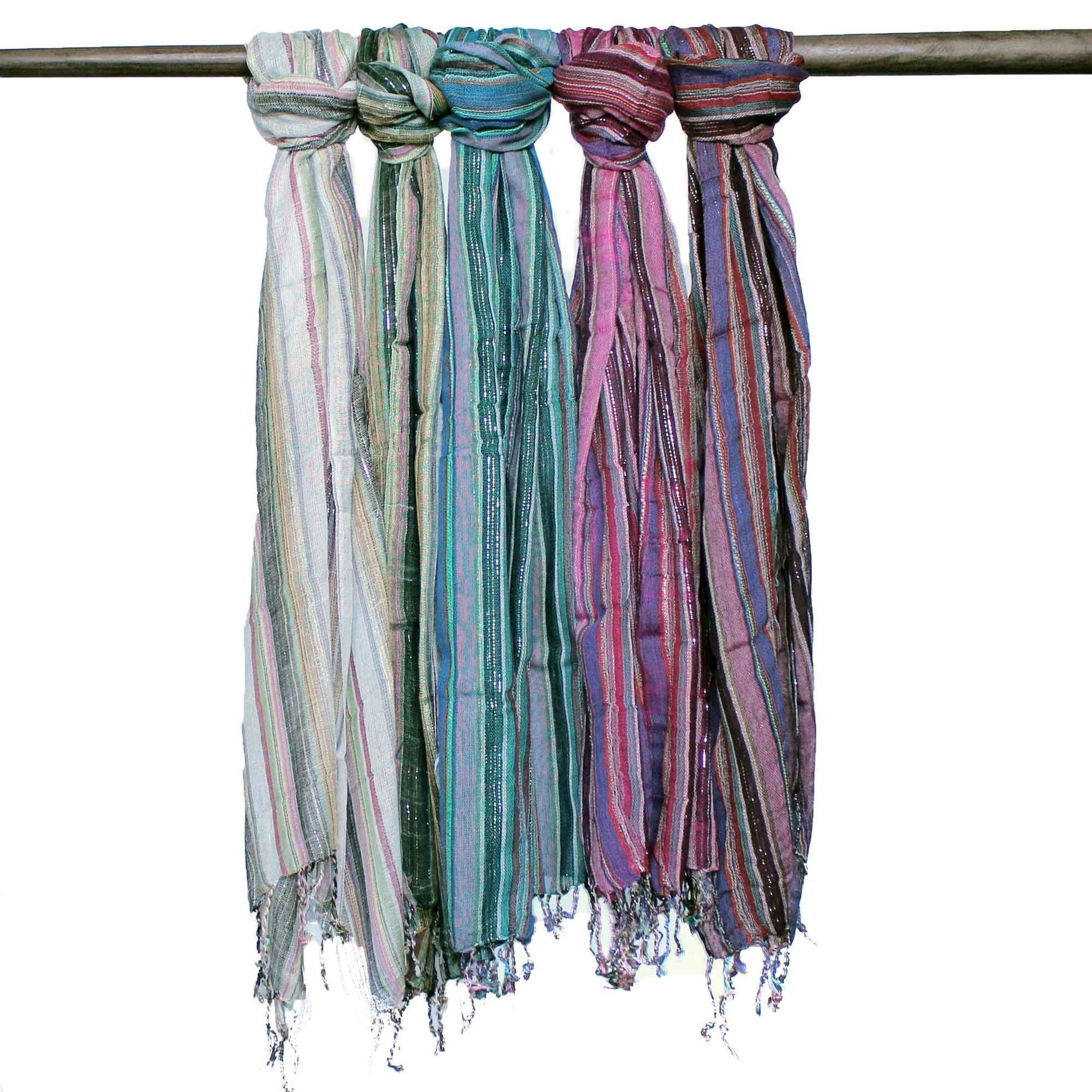 Indian Boho Scarves - 22x72cm - assorted colours With Gold Thread - Luna Panther