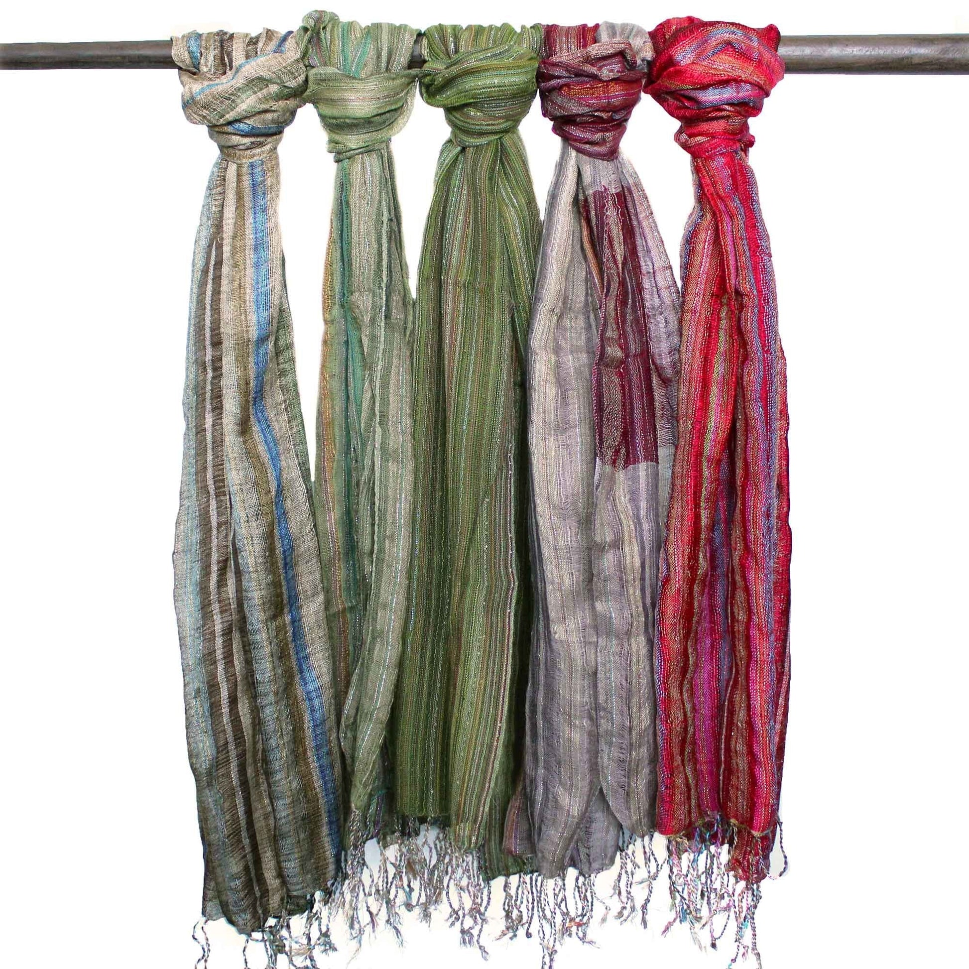 Indian Boho Scarves - 22x72cm - Random Greens - Luna Panther