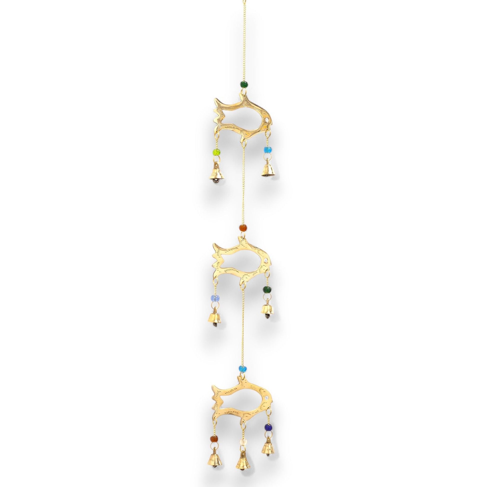 Polished Indian Chimes - Fish Drop - 7 Bells featuring natural patterning and unique variations - Luna Panther