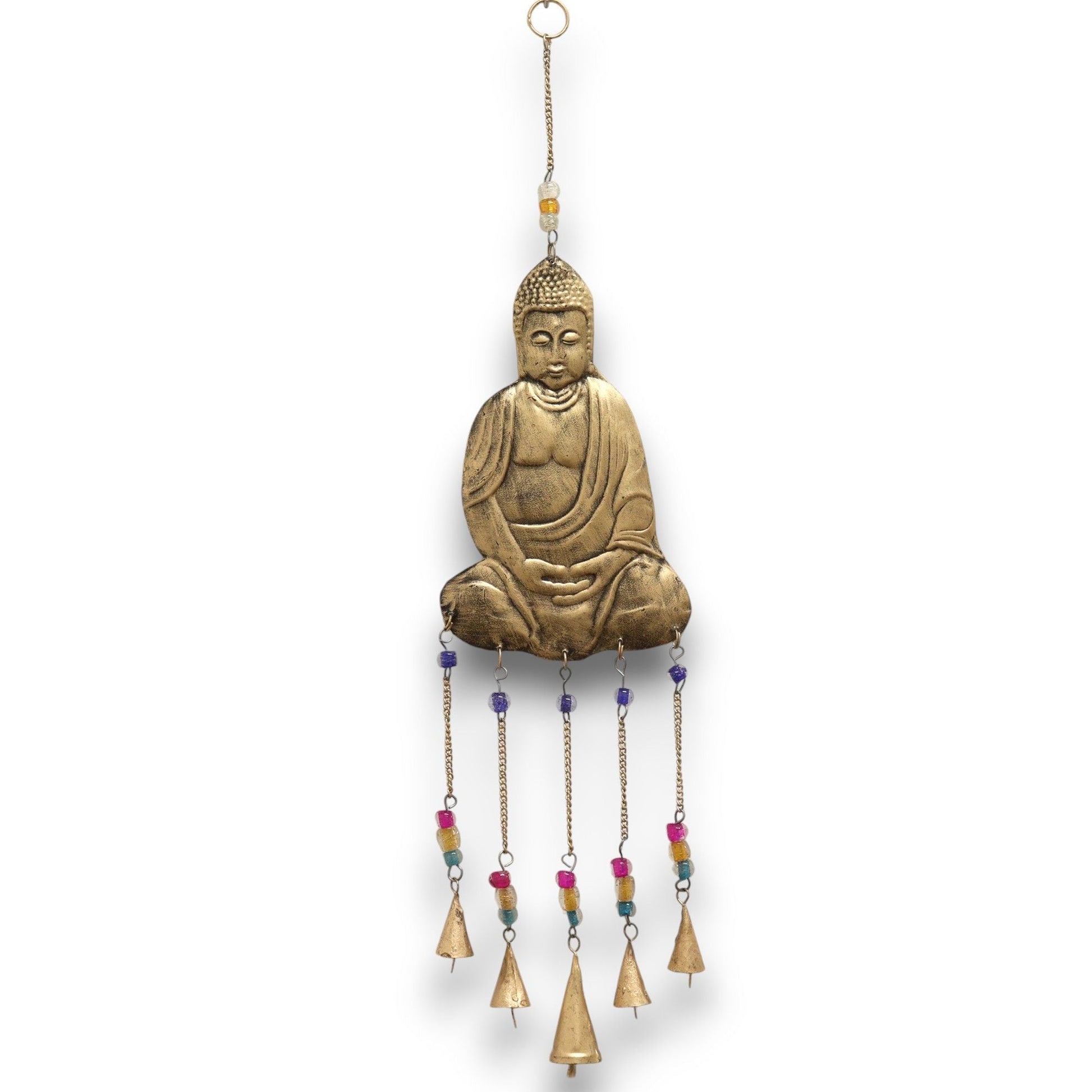 Polished Indian Chimes - Lrg Buddha 5 Bell Chimes featuring natural patterning and unique variations - Luna Panther