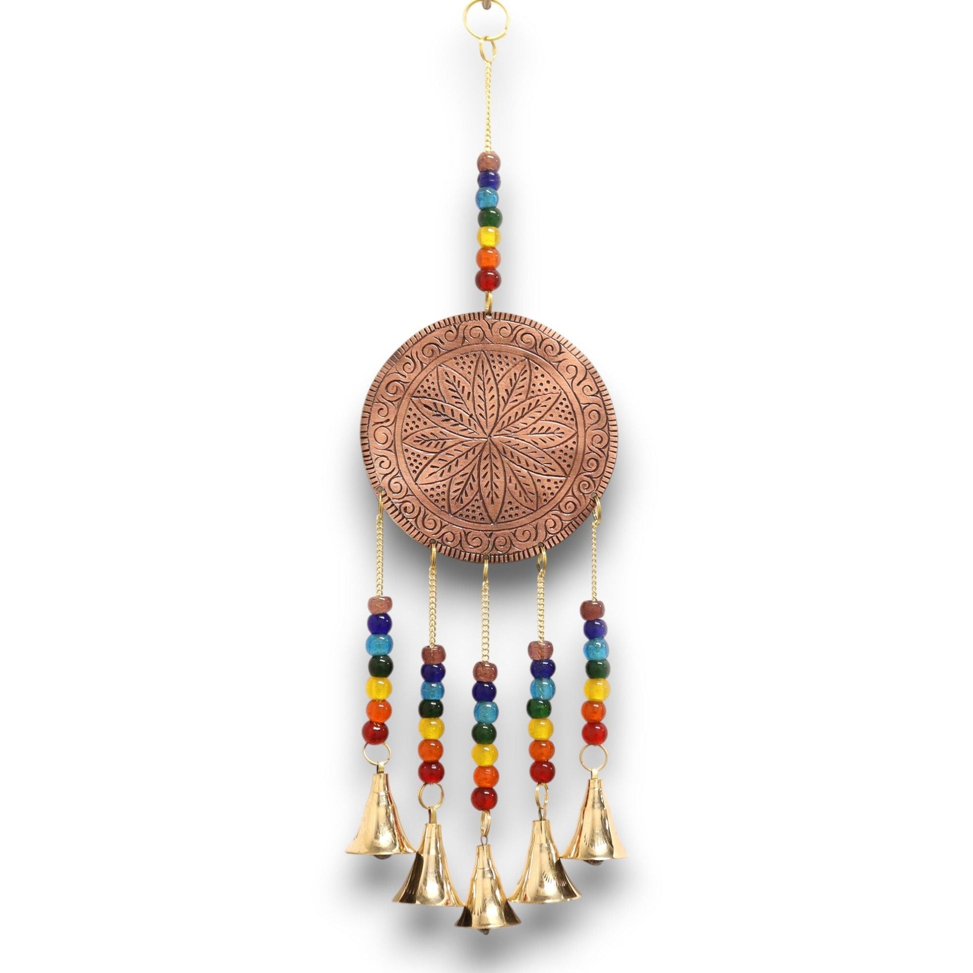 Polished Indian Chimes - Med Tree of Life - Chakra Beads 5 Bells featuring natural patterning and unique variations - Luna Panther