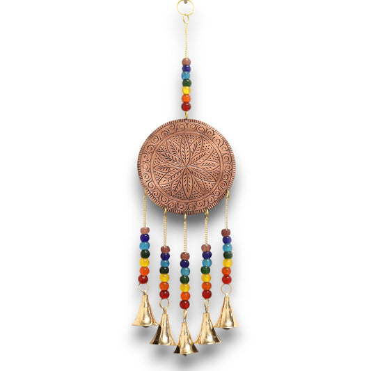 Polished Indian Chimes - Med Tree of Life - Chakra Beads 5 Bells featuring natural patterning and unique variations - Luna Panther