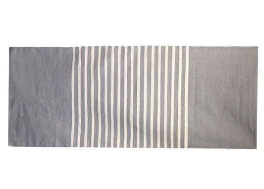 Polished Indian Cotton Rug - 70x170cm - Grey featuring natural patterning and unique variations - Luna Panther