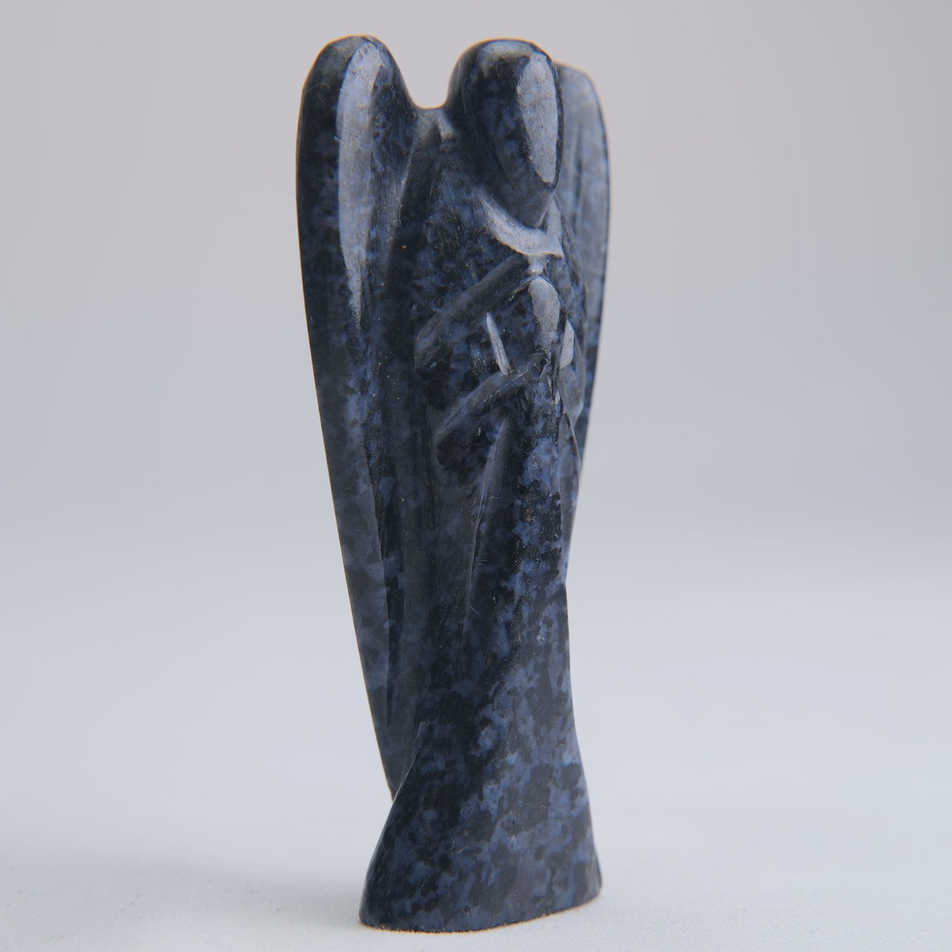 Indigo Gabbro Merlinite Angel Carving 58g 76mm - Luna Panther