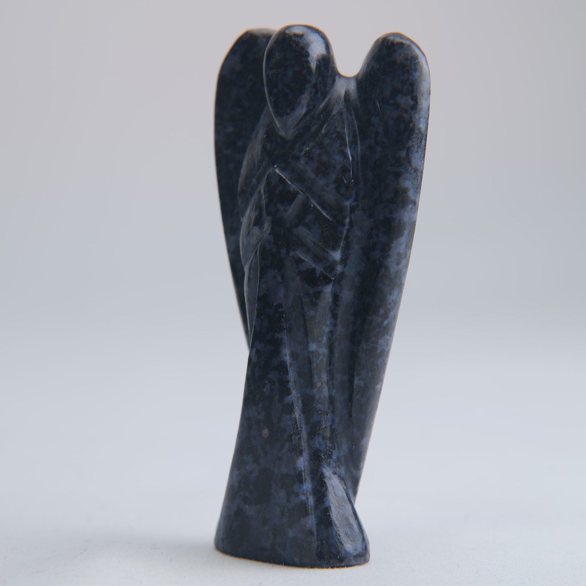 Indigo Gabbro Merlinite Angel Carving 58g 76mm - Luna Panther