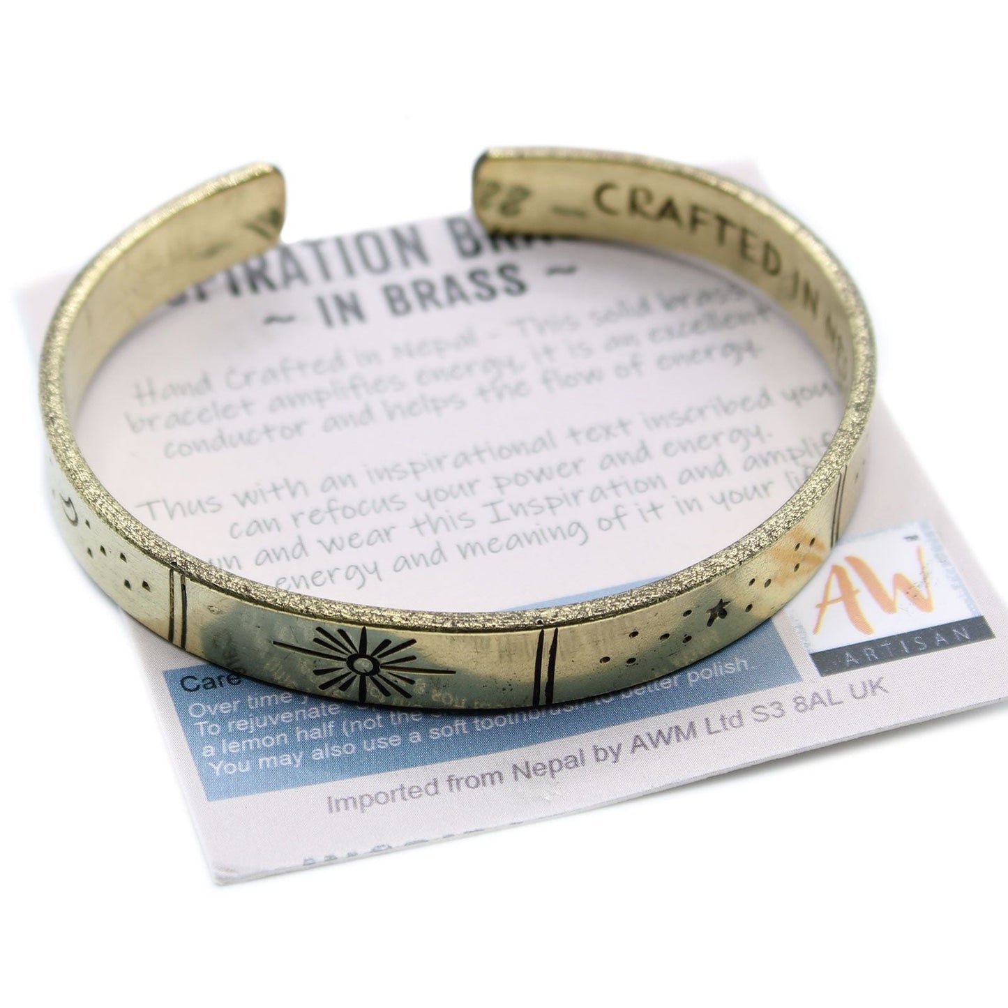 Inspiration Bracelet - Brass Snrise, Galaxy, Stars, Earth - Luna Panther