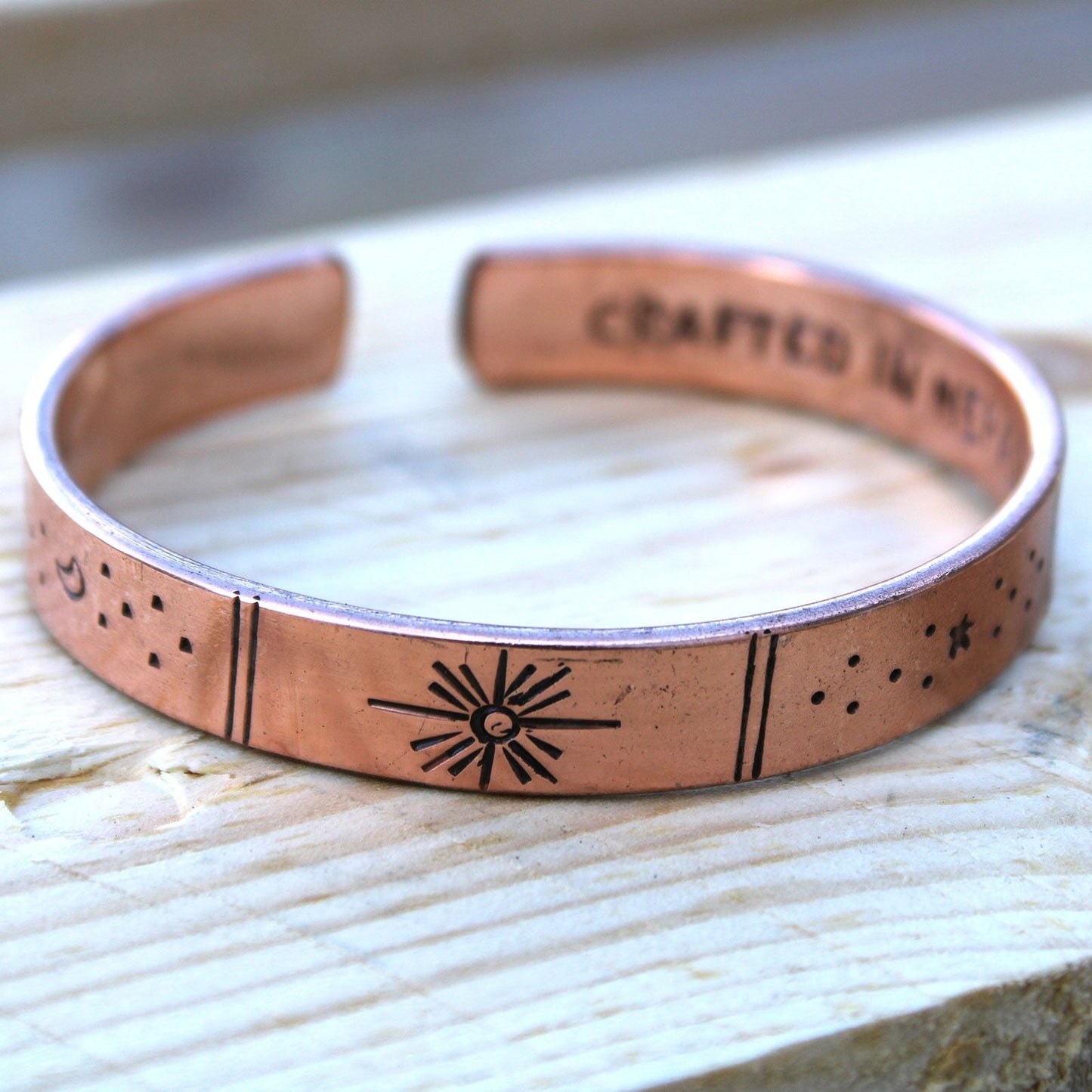 Inspiration Bracelet - Copper Snrise, Galaxy, Stars, Earth - Luna Panther