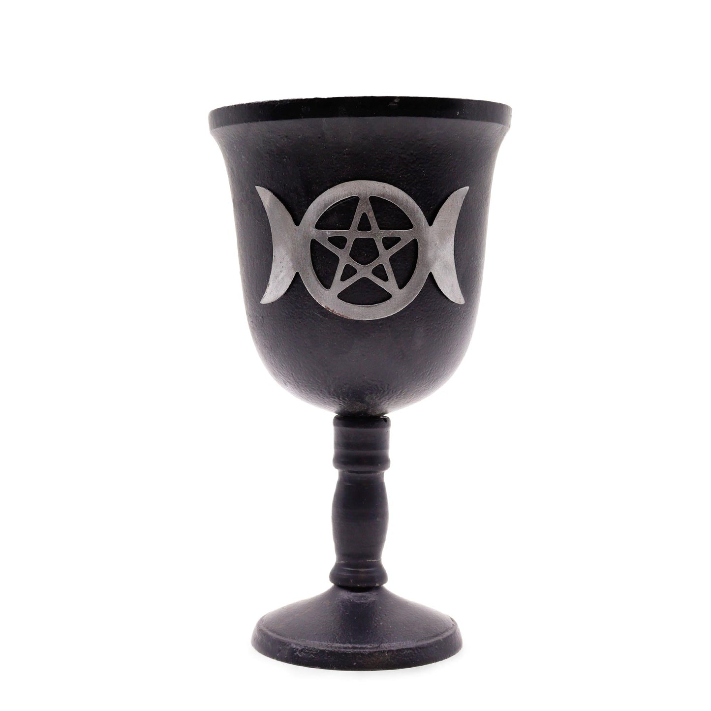 Polished Iron Ritual Goblet - Triple Moon - 20x11cm featuring natural patterning and unique variations - Luna Panther