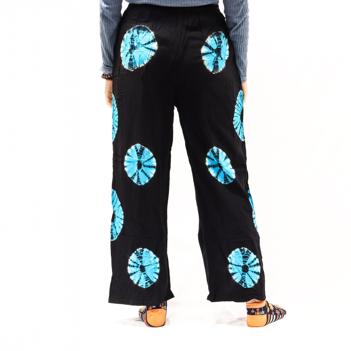 Japanese Style Lounge Pants - Black & Blue - M - Luna Panther