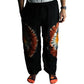 Japanese Style Lounge Pants - Black Chocolate & Orange - L - Luna Panther