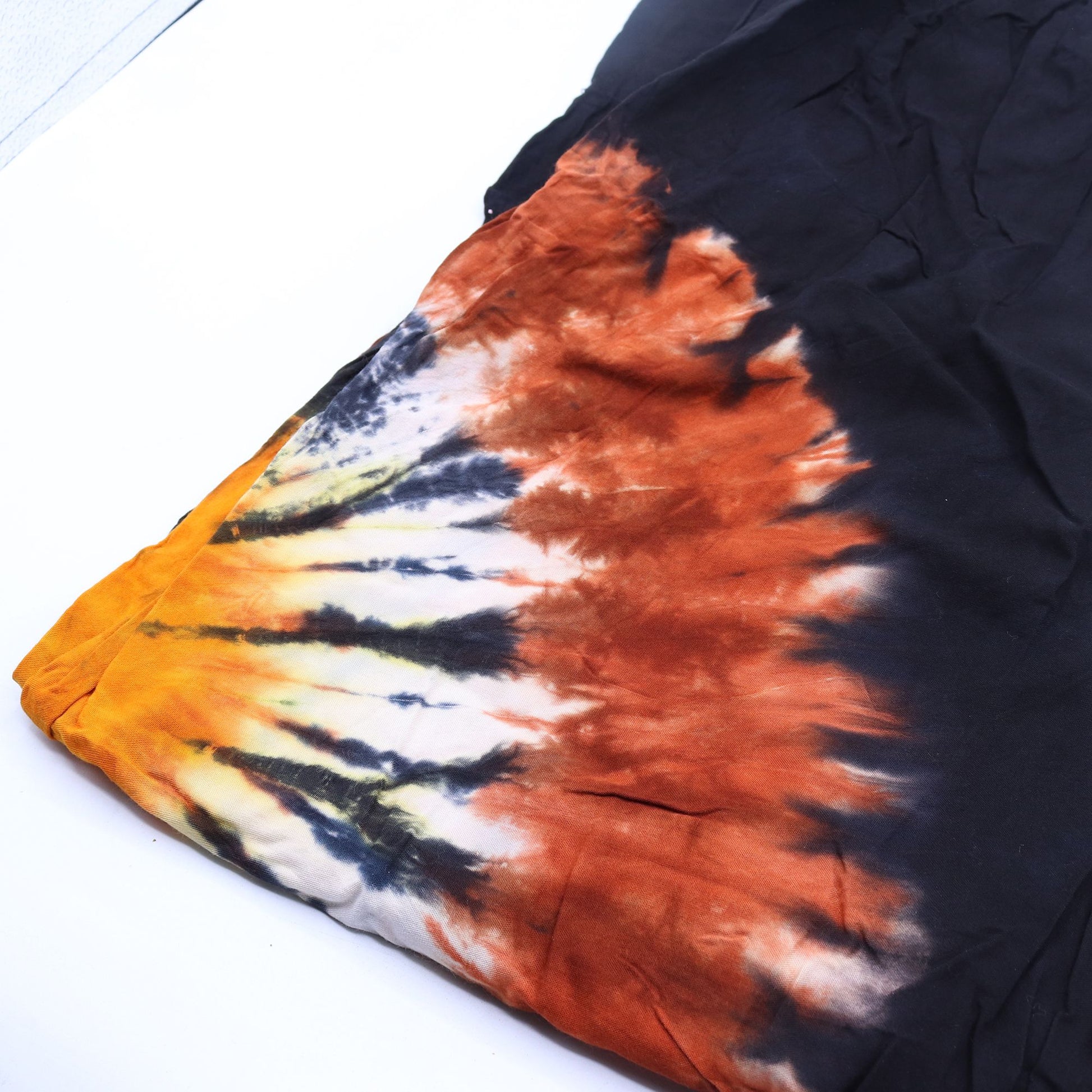 Japanese Style Lounge Pants - Black Chocolate & Orange - M - Luna Panther