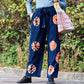 Japanese Style Lounge Pants - Blue & Orange - L - Luna Panther