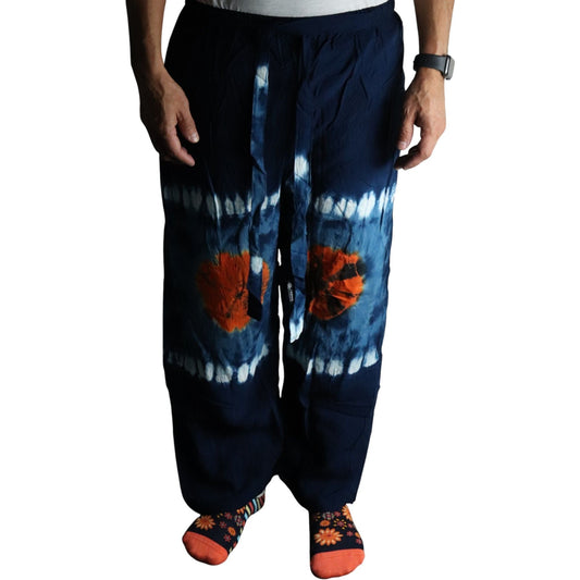Japanese Style Lounge Pants - Teal & Orange - L - Luna Panther alternate view